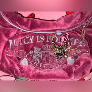 Juicy Couture Burgundy Velvet JUICY IS FOR LIFE Women's Y2K Shoulder Bag vintage